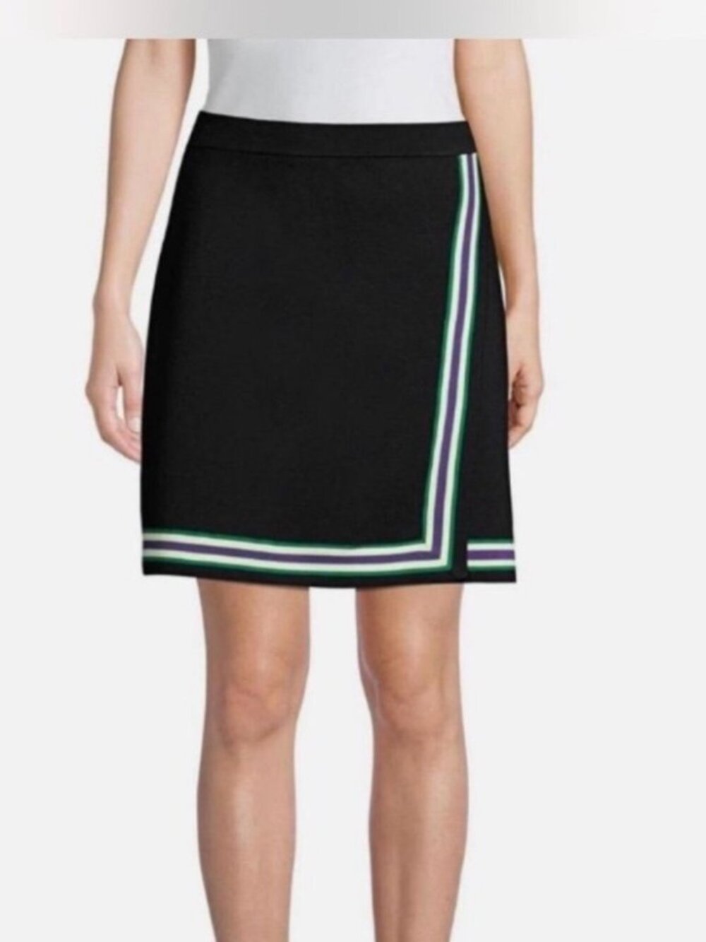 Sandro Paris Elodie Striped Crossover Skirt Noir Stripe Sz M = 2 - Picture 16 of 16